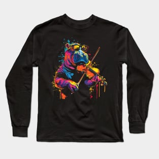 Hippo Playing Violin Long Sleeve T-Shirt